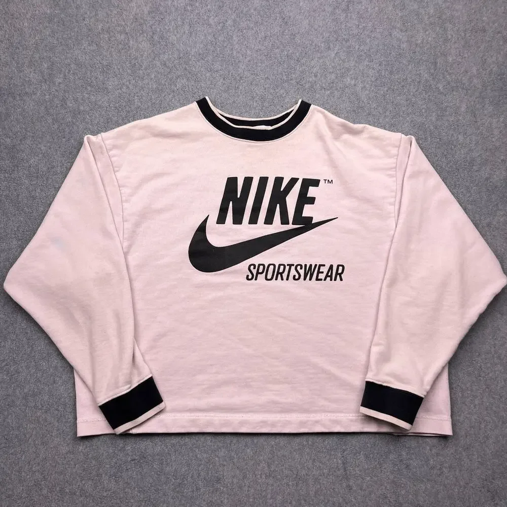 nike sportswear archive sweatshirt pink cropped swoosh large‎